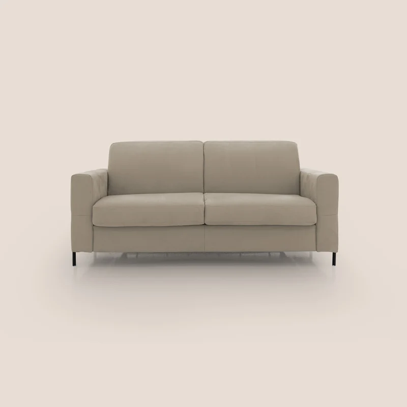 Ortensia canapé convertible matelas H 18cm et pieds hauts en élégante microfibre détachable T11 Taupe