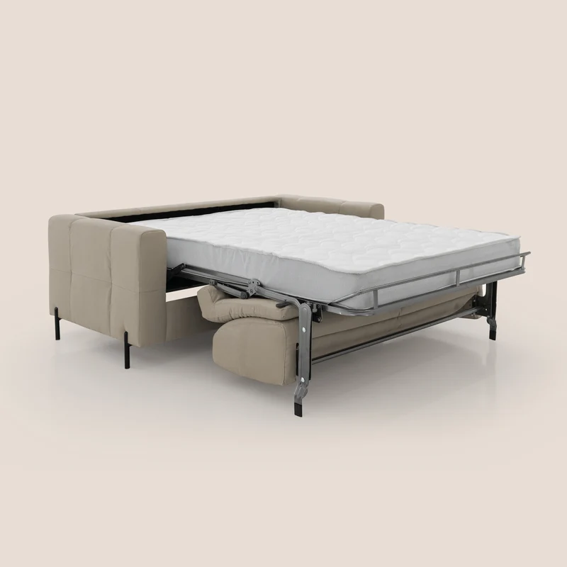 Ortensia canapé convertible matelas H 18cm et pieds hauts en élégante microfibre détachable T11 Taupe