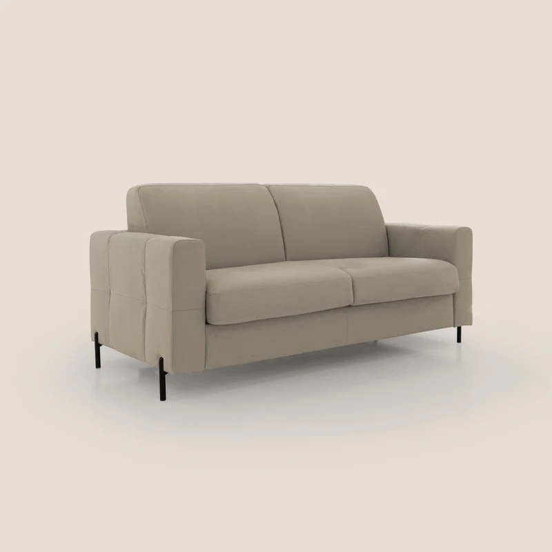 Ortensia canapé convertible matelas H 18cm et pieds hauts en élégante microfibre détachable T11 Taupe