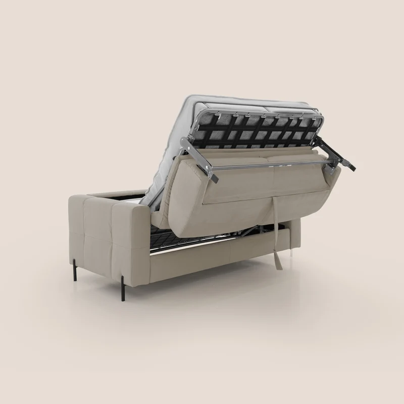 Ortensia canapé convertible matelas H 18cm et pieds hauts en élégante microfibre détachable T11 Taupe