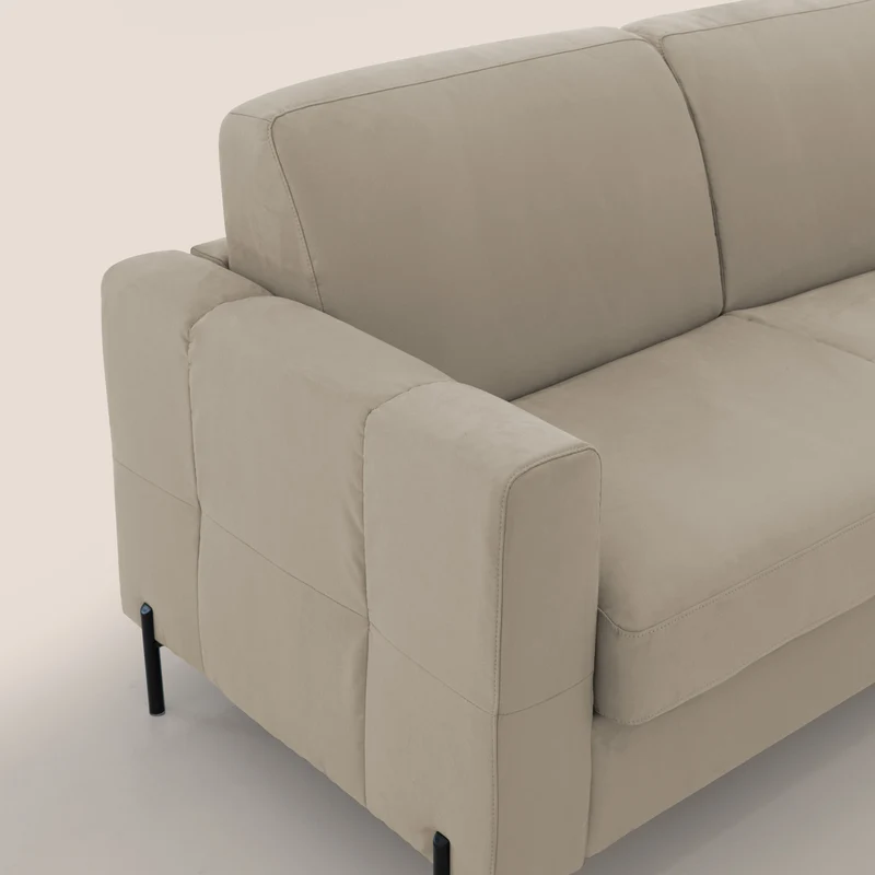 Ortensia canapé convertible matelas H 18cm et pieds hauts en élégante microfibre détachable T11 Taupe