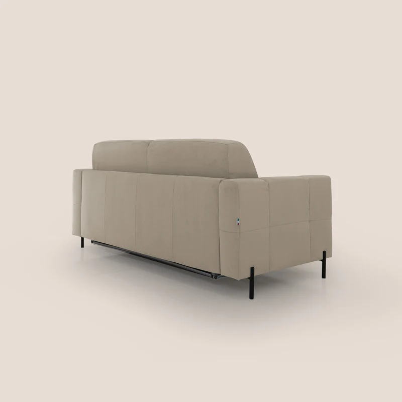 Ortensia canapé convertible matelas H 18cm et pieds hauts en élégante microfibre détachable T11 Taupe
