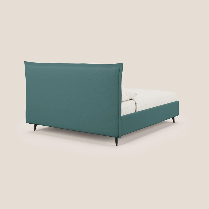 Hans lit rembourré avec coffre au style minimaliste en tissu imperméable T19 bleu canard
