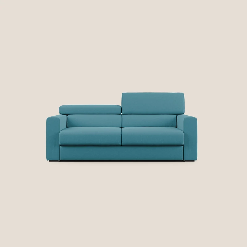 Dylan canapé avec pouf extractible en tissu effet coton imperméable T13 bleu ciel
