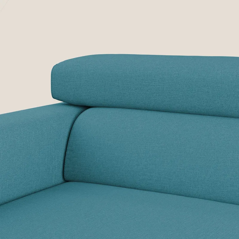 Dylan canapé avec pouf extractible en tissu effet coton imperméable T13 bleu ciel