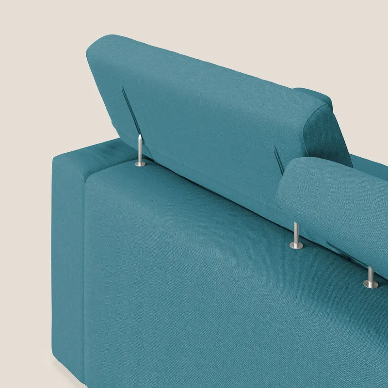 Dylan canapé avec pouf extractible en tissu effet coton imperméable T13 bleu ciel