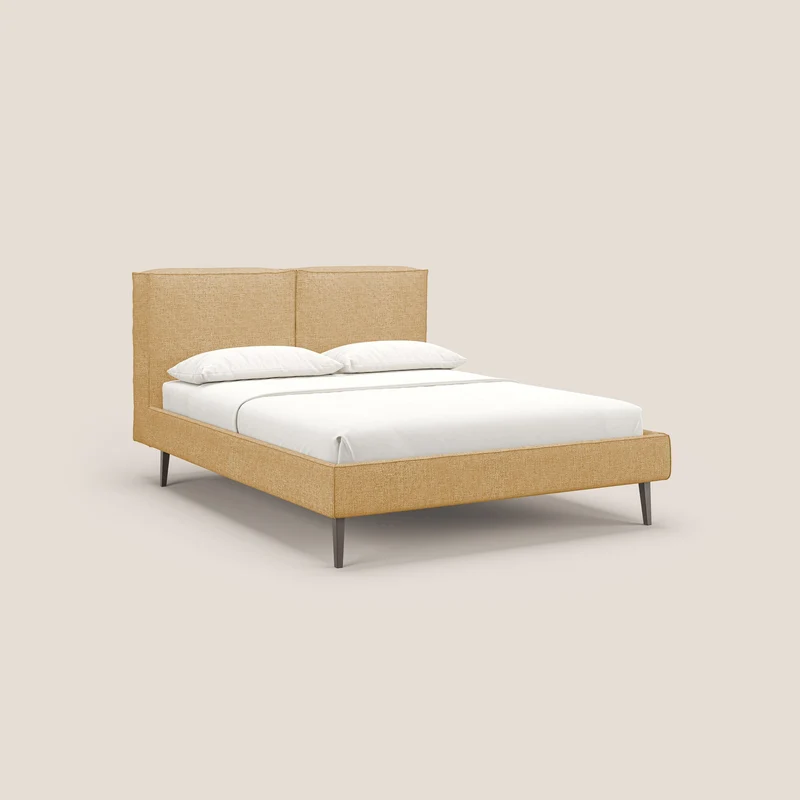 Isotta lit rembourré complètement déhoussable en tissu doux imperméable T10 jaune