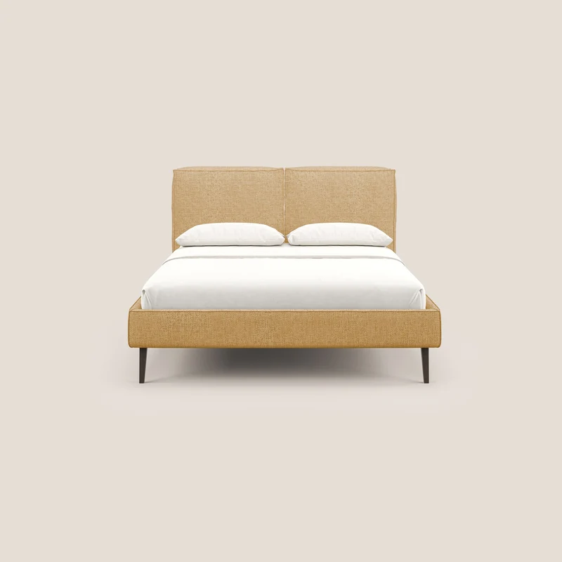 Isotta lit rembourré complètement déhoussable en tissu doux imperméable T10 jaune