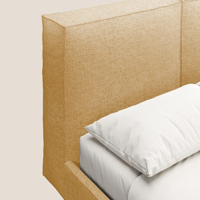 Isotta lit rembourré complètement déhoussable en tissu doux imperméable T10 jaune