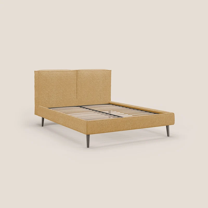 Isotta lit rembourré complètement déhoussable en tissu doux imperméable T10 jaune