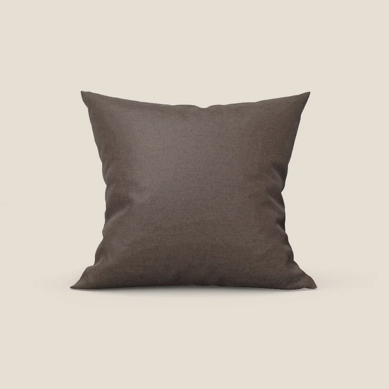 Tobago coussin disponible en différentes couleurs en tissu flammé effet coton imperméable T19 marron