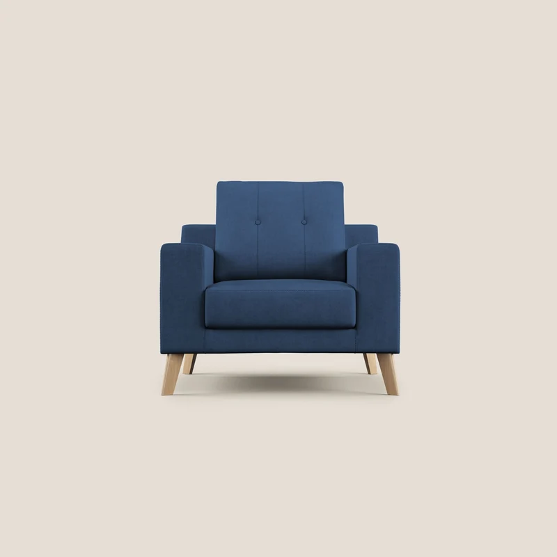 Danish Fauteuil en tissu doux imperméable T02 bleu