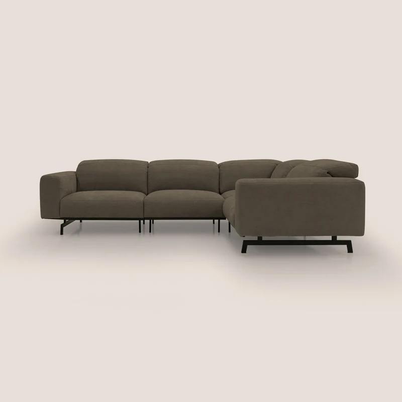 Sakura Canapé d'angle RÉVERSIBLE et modulable en tissu doux et imperméable T14 marron