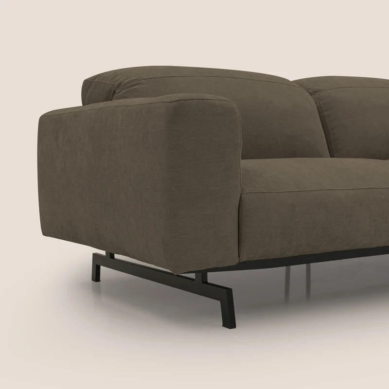 Sakura Canapé d'angle RÉVERSIBLE et modulable en tissu doux et imperméable T14 marron