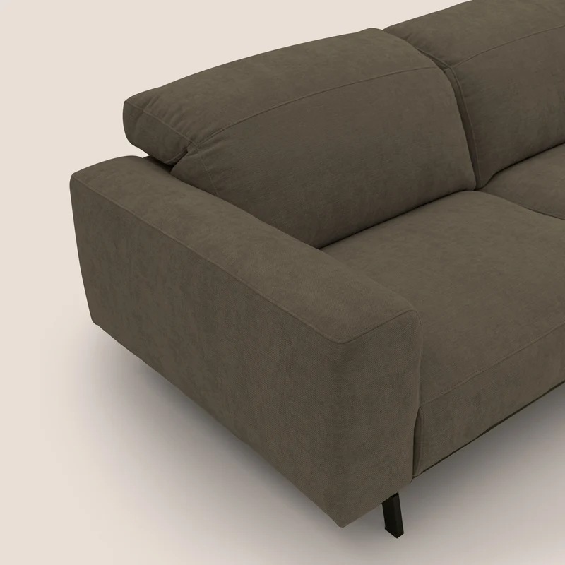 Sakura Canapé d'angle RÉVERSIBLE et modulable en tissu doux et imperméable T14 marron