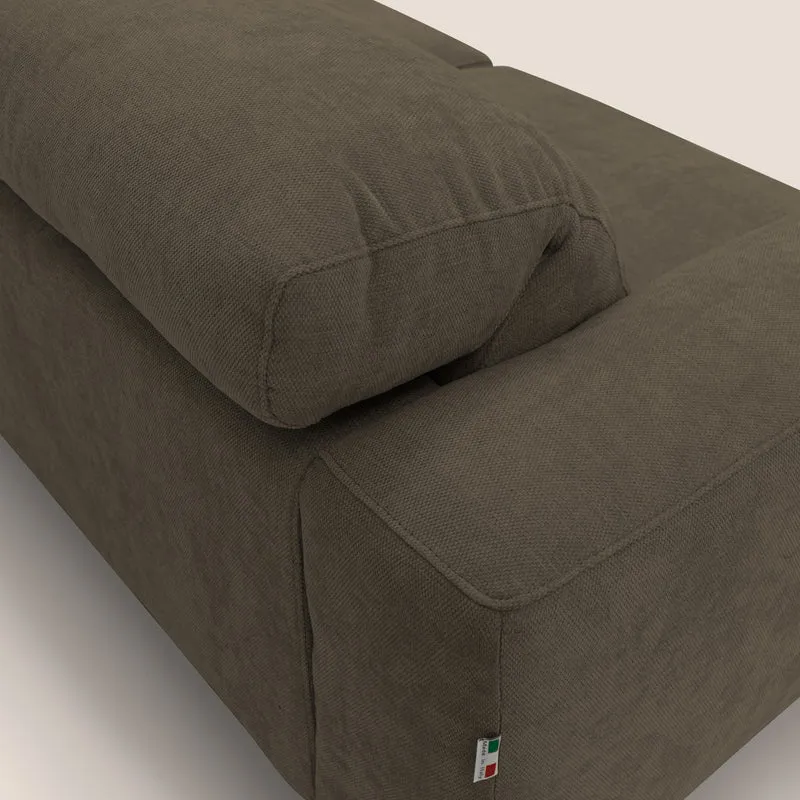 Sakura Canapé d'angle RÉVERSIBLE et modulable en tissu doux et imperméable T14 marron
