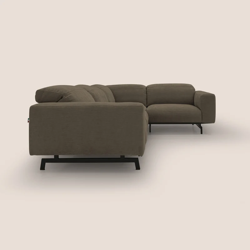 Sakura Canapé d'angle RÉVERSIBLE et modulable en tissu doux et imperméable T14 marron