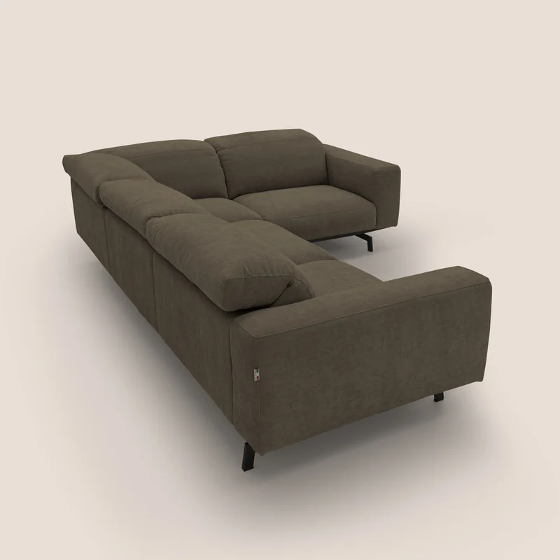 Sakura Canapé d'angle RÉVERSIBLE et modulable en tissu doux et imperméable T14 marron