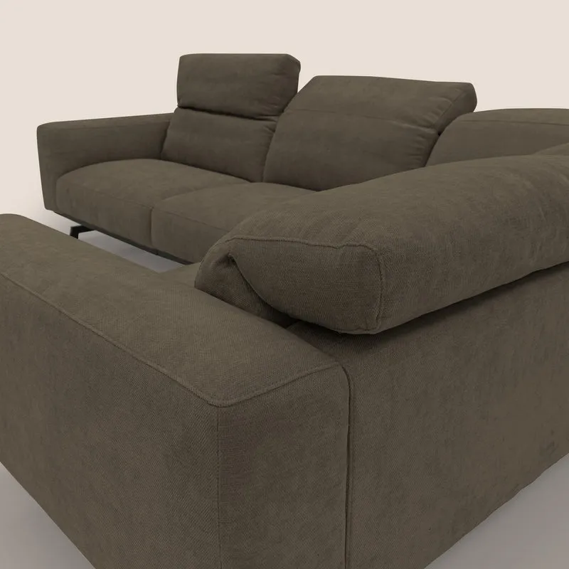 Sakura Canapé d'angle RÉVERSIBLE et modulable en tissu doux et imperméable T14 marron