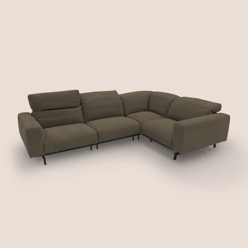 Sakura Canapé d'angle RÉVERSIBLE et modulable en tissu doux et imperméable T14 marron