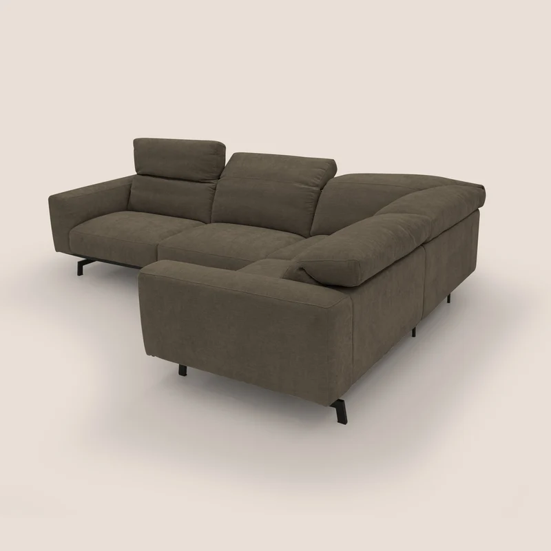 Sakura Canapé d'angle RÉVERSIBLE et modulable en tissu doux et imperméable T14 marron