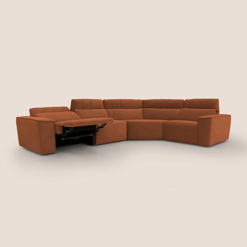 Clark canapé modulable d'angle REVERSIBLE avec option relax électrique en tissu détachable imperméable T17 orange