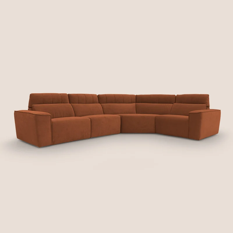 Clark canapé modulable d'angle REVERSIBLE avec option relax électrique en tissu détachable imperméable T17 orange