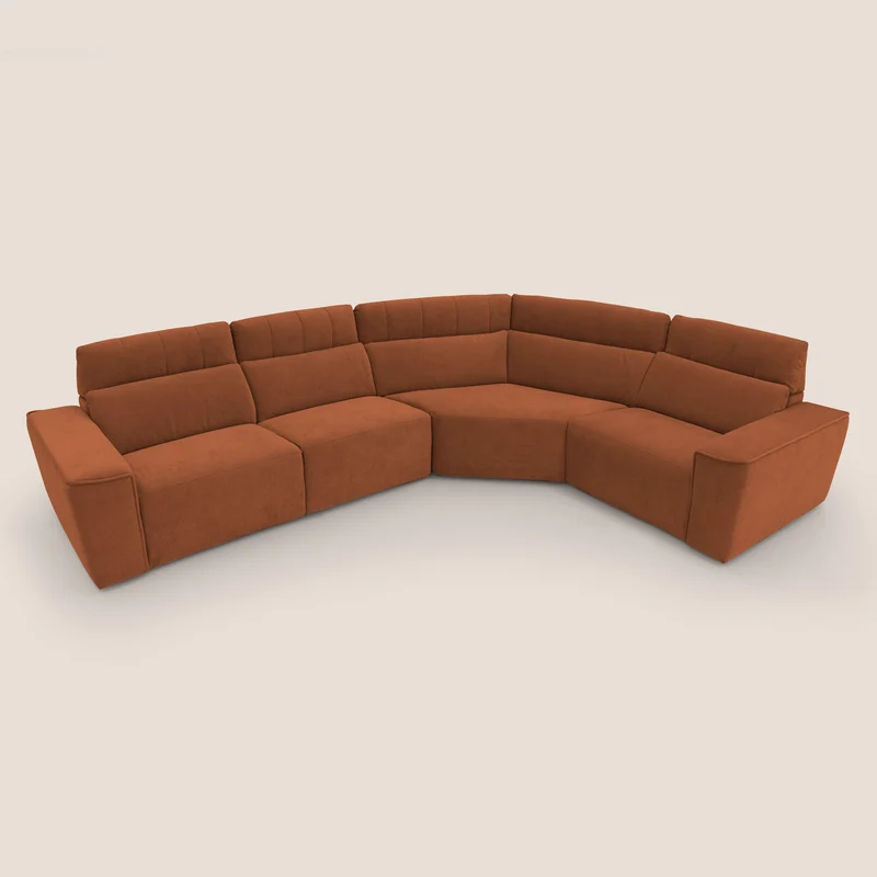 Clark canapé modulable d'angle REVERSIBLE avec option relax électrique en tissu détachable imperméable T17 orange