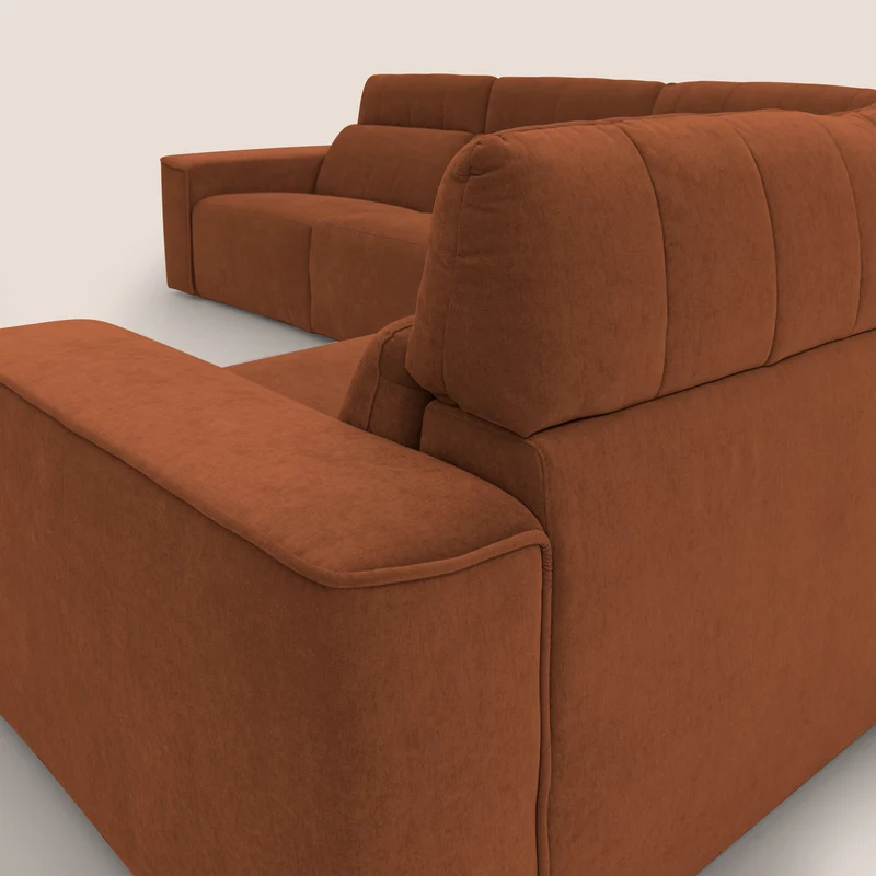 Clark canapé modulable d'angle REVERSIBLE avec option relax électrique en tissu détachable imperméable T17 orange