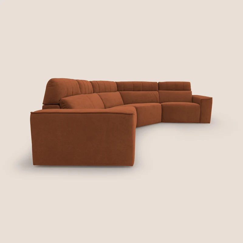 Clark canapé modulable d'angle REVERSIBLE avec option relax électrique en tissu détachable imperméable T17 orange