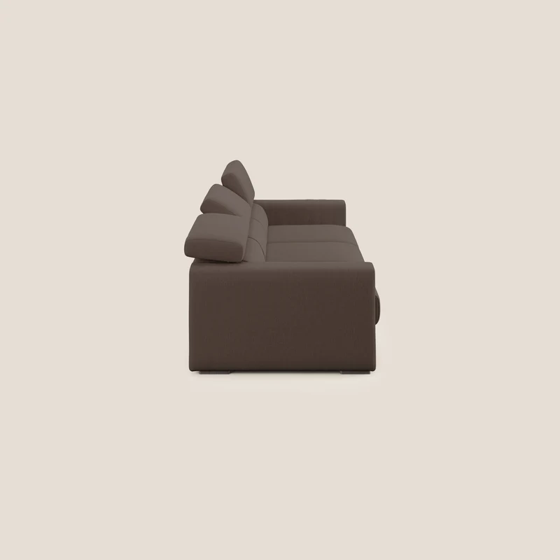 Dylan canapé avec pouf extractible à 3 assises en tissu effet coton imperméable T13 marron