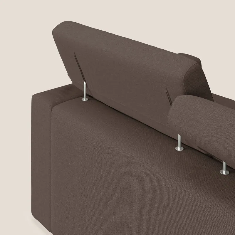 Dylan canapé avec pouf extractible à 3 assises en tissu effet coton imperméable T13 marron