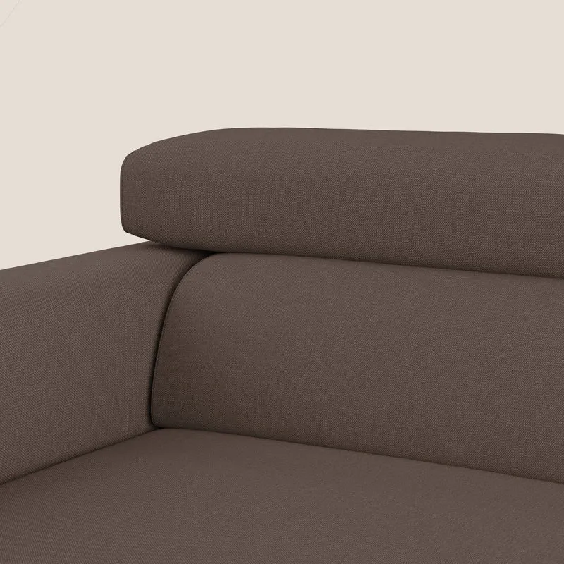 Dylan canapé avec pouf extractible à 3 assises en tissu effet coton imperméable T13 marron