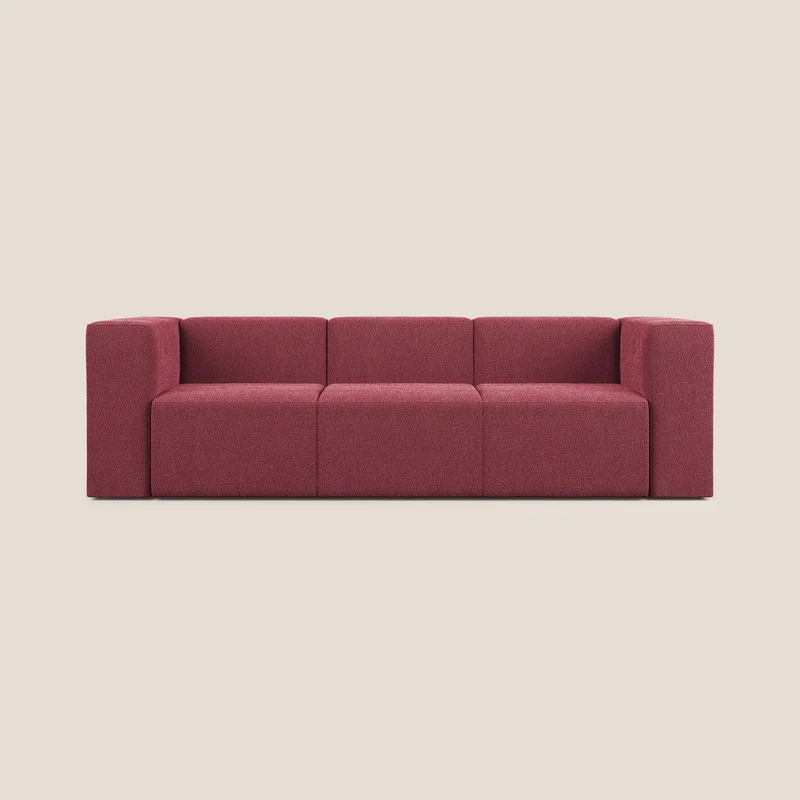 Nettuno canapé moderne modulable 3 assises en bouclette douce T07 rouge