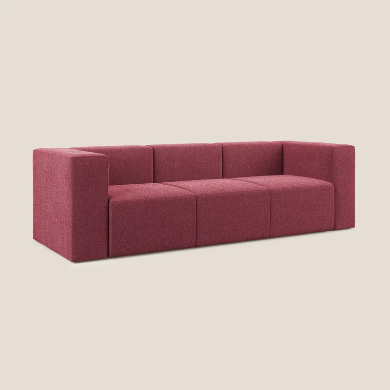 Nettuno canapé moderne modulable 3 assises en bouclette douce T07 rouge