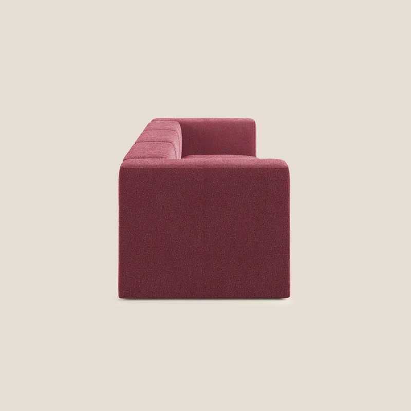 Nettuno canapé moderne modulable 3 assises en bouclette douce T07 rouge