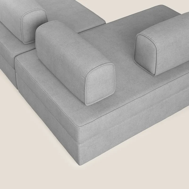 Liberty Canapé panoramique avec pouf extractible et dossiers amovibles en tissu doux imperméable T02 gris clair