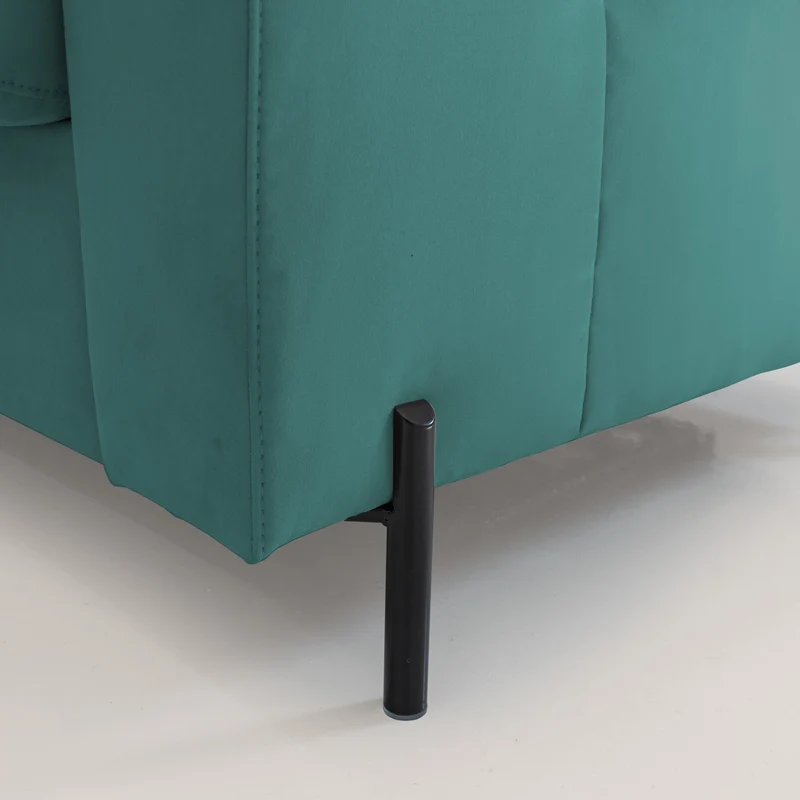 Ortensia canapé convertible matelas H 18cm et pieds hauts en élégante microfibre détachable T11 bleu canard