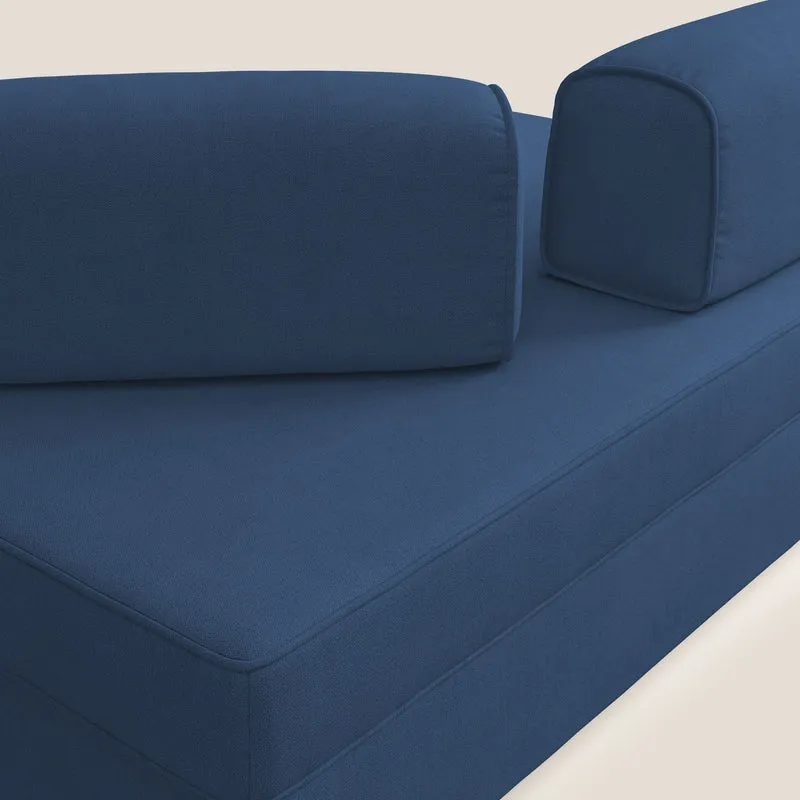 Liberty canapé avec pouf extractible et dossier amovible en tissu doux imperméable T02 bleu