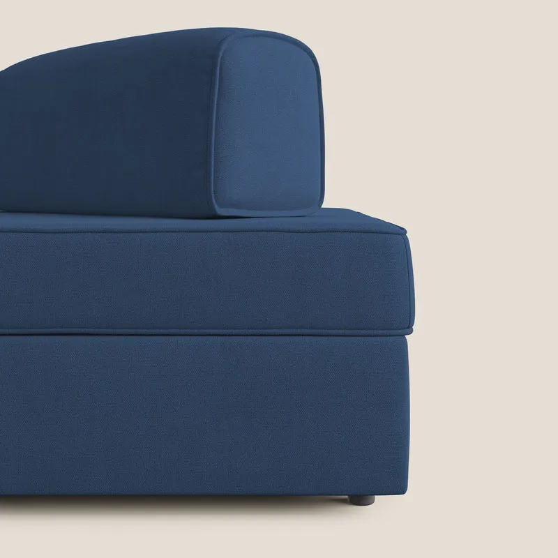 Liberty canapé avec pouf extractible et dossier amovible en tissu doux imperméable T02 bleu
