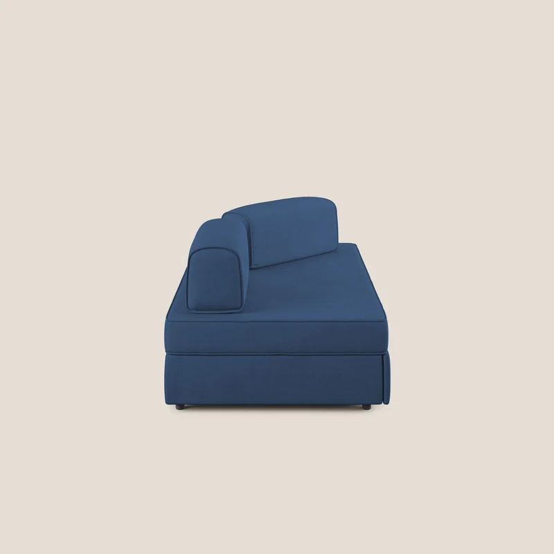 Liberty canapé avec pouf extractible et dossier amovible en tissu doux imperméable T02 bleu