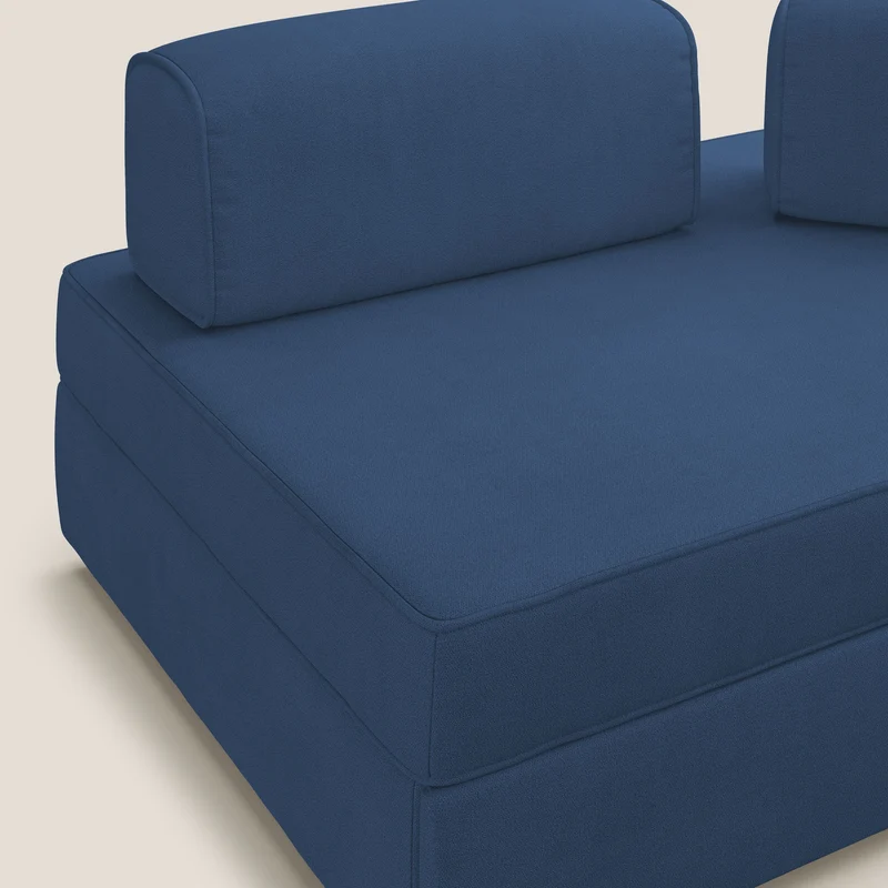 Liberty canapé avec pouf extractible et dossier amovible en tissu doux imperméable T02 bleu