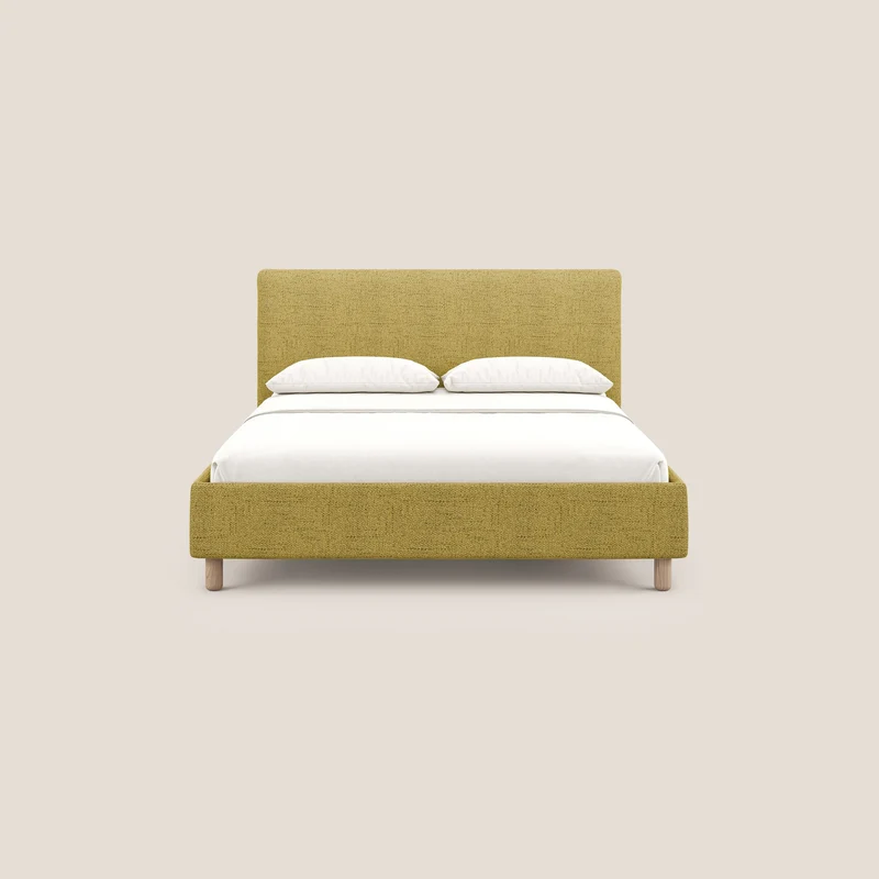 Serena lit coffre scandinave compact en tissu flammé imperméable T03 jaune