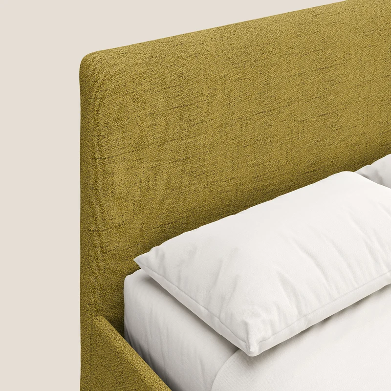 Serena lit coffre scandinave compact en tissu flammé imperméable T03 jaune