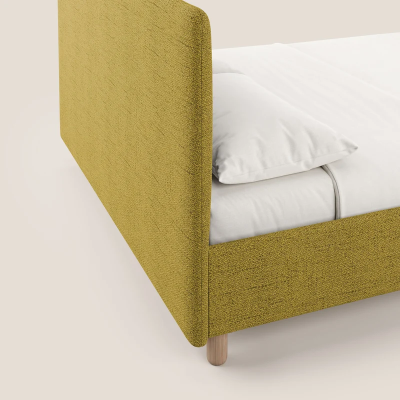 Serena lit coffre scandinave compact en tissu flammé imperméable T03 jaune