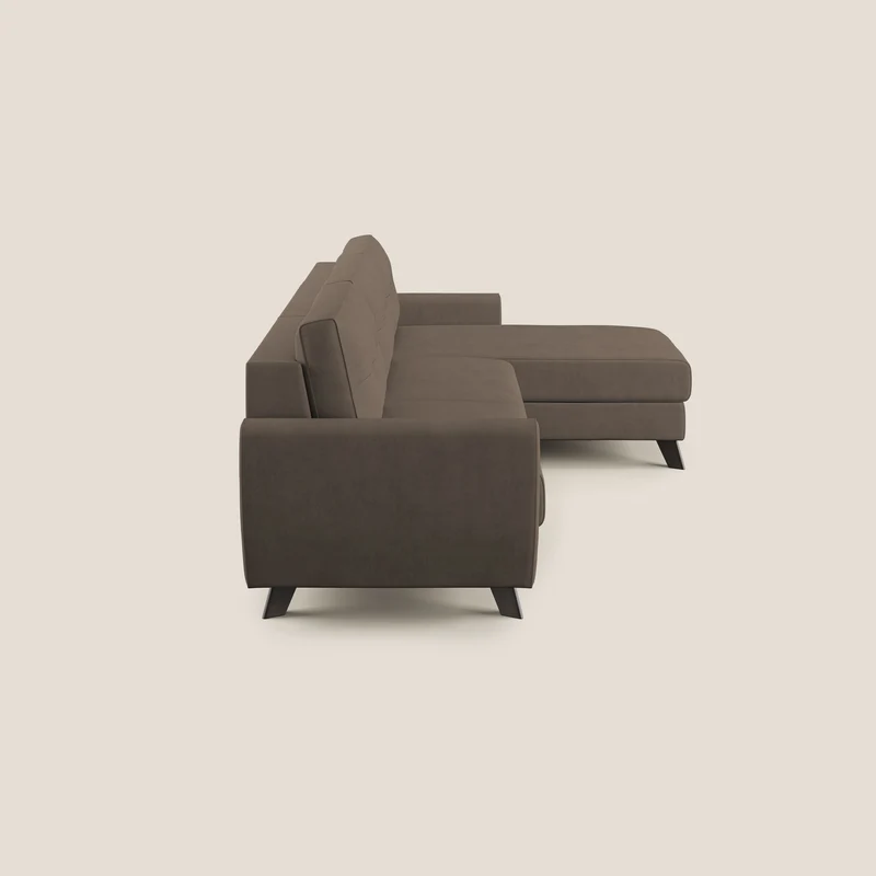 Callisto Canapé d'angle convertible en tissu doux imperméable T02 marron