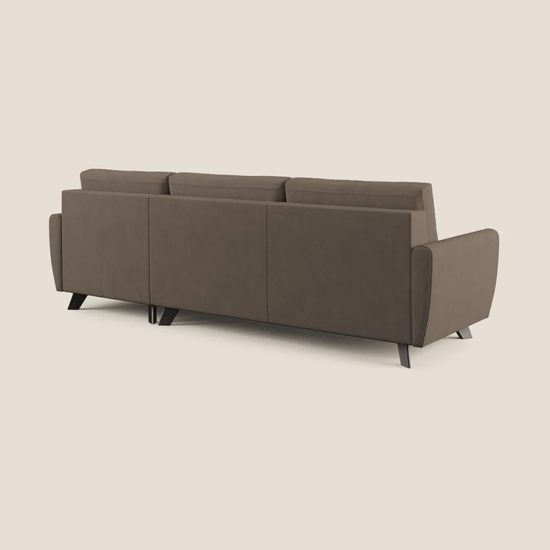 Callisto Canapé d'angle convertible en tissu doux imperméable T02 marron