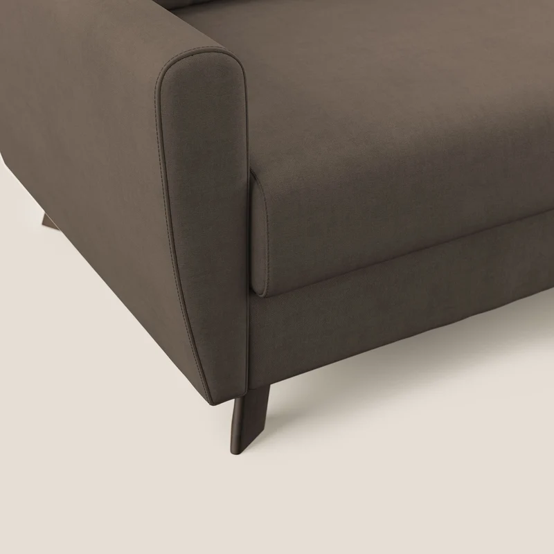 Callisto Canapé d'angle convertible en tissu doux imperméable T02 marron