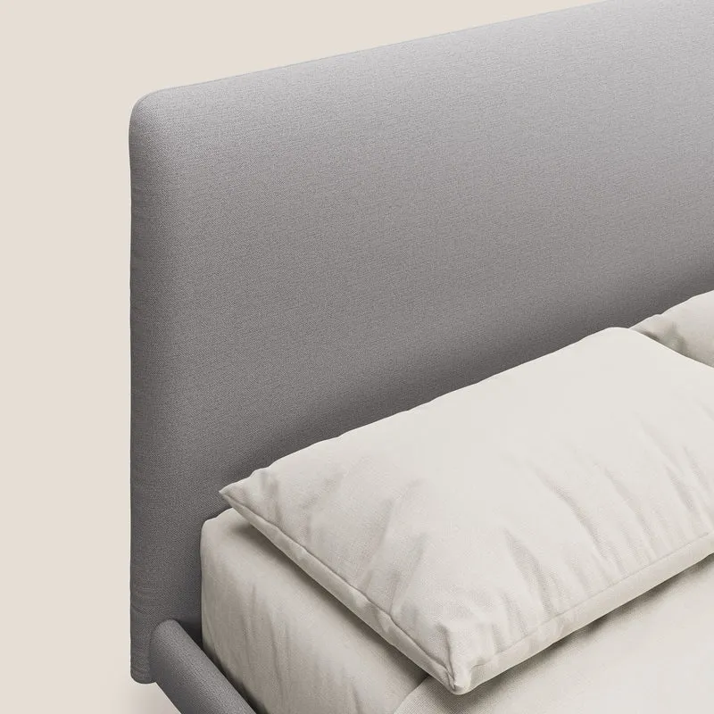 Noel lit minimaliste scandinave avec pieds foncés et tissu flammé imperméable T19 gris