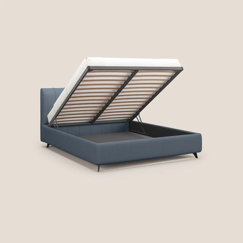 Bogart lit avec coffre rembourré complètement déhoussable en microfibre détachable T11 sucre glace